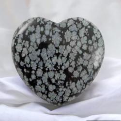 Coeur obsidienne neige Mexique A 30mm