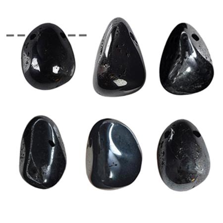 Pendentif magnétite Brésil A (pierre trouée) + cordon en cuir
