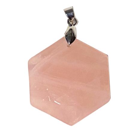 Pendentif quartz rose Brésil A (sceau de Salomon) acier inoxydable