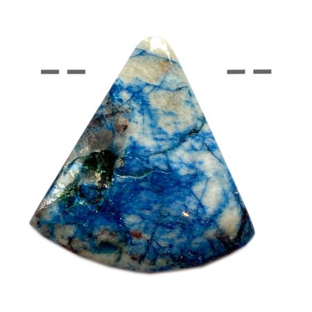 Pendentif shattuckite triangle (pierre trouée) + cordon en cuir