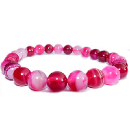 Bracelet agate teintée rose (boules 8mm)