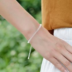 Bracelet cristal de roche perles facettées argent 925