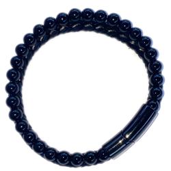 Bracelet Homme cuir onyx (boules 5-6mm)