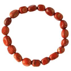 Bracelet jaspe rouge AB (pierres roules 10-12mm)