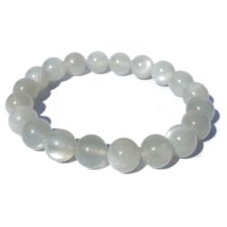 Bracelet pierre de lune blanche Inde AA (boules 10mm)