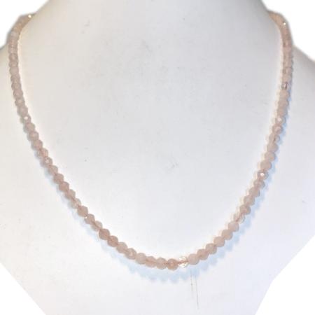 Collier quartz rose (perles facettées 3-4mm) - 45cm