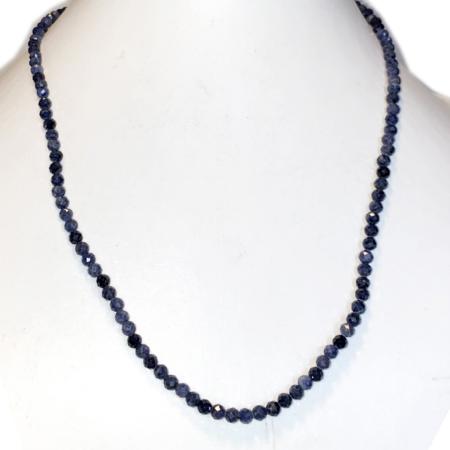 Collier saphir bleu (perles facettées 3-4mm) - 45cm