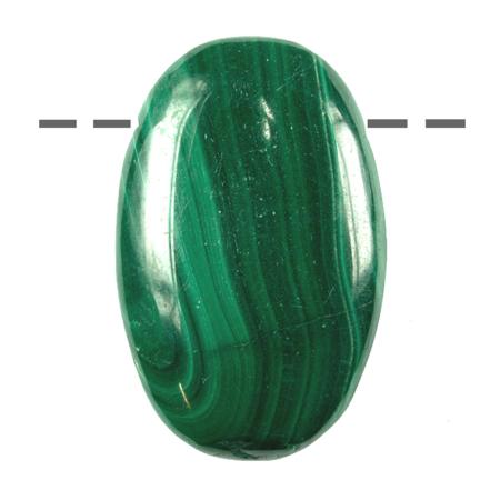 Pendentif malachite ovale (pierre trouée)  + cordon