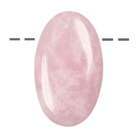 Pendentif quartz rose ovale (pierre trouée) + cordon cuir