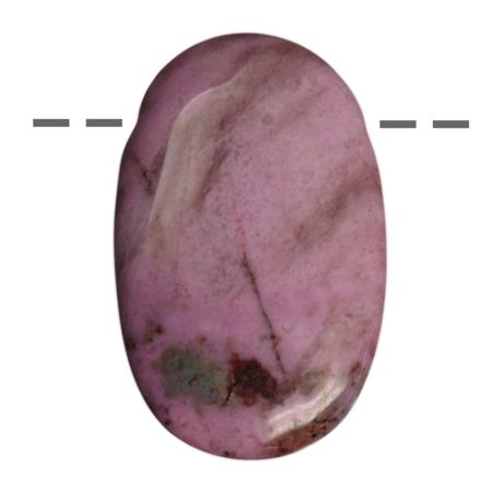 Pendentif rhodonite ovale (pierre trouée) + cordon cuir