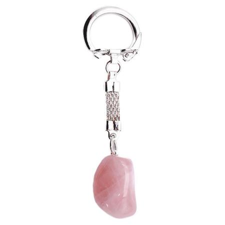 Porte clefs quartz rose pierre roulée
