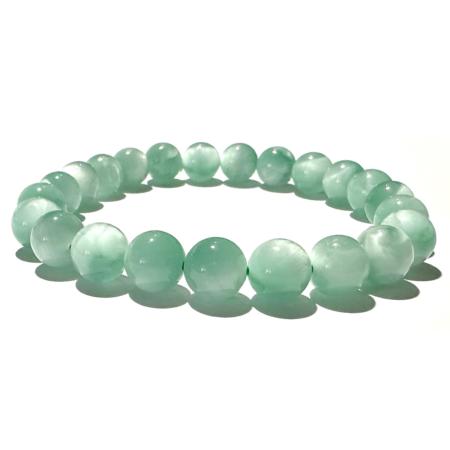 Bracelet pierre de lune verte (garniérite) Inde AA (boules 7-8mm)
