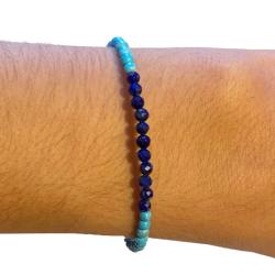 Bracelet turquenite lapis lazuli perles facettées argent 925