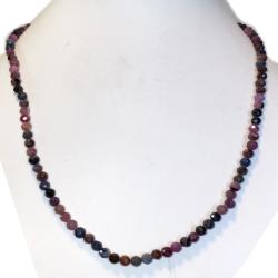 Collier rubis et saphir (perles facettées 3-4mm) - 45cm