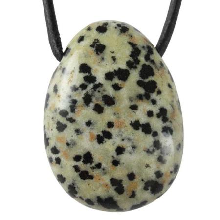 Pendentif jaspe dalmatien Mexique A (pierre trouée) + cordon cuir