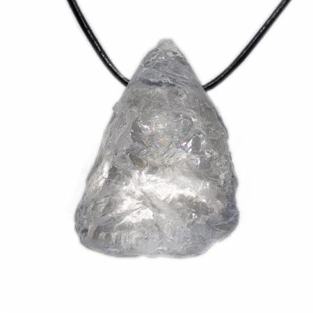 Pendentif cristal de roche extra (pierre brute) + cordon en cuir