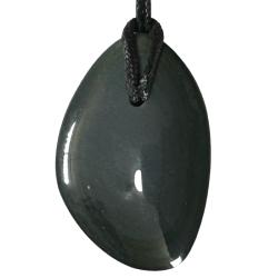 Pendentif obsidienne oeil céleste Mexique AAA pierre percée + cordon