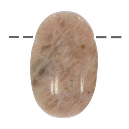 Pendentif pierre de lune ovale Inde A (pierre trouée) + cordon cuir