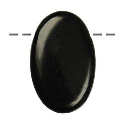 Pendentif tourmaline noire ovale Brésil A (pierre trouée) + cordon en cuir