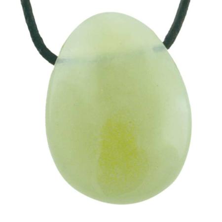Pendentif jade vert de Chine (pierre trouée) + cordon en cuir