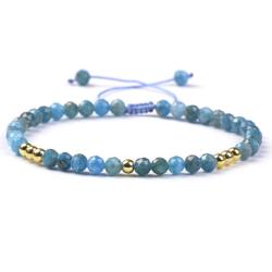 Bracelet Shamballa multi apatite bleue et perles laiton (boules 3-4mm)