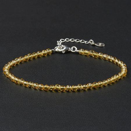 Bracelet citrine naturelle perles facettées argent 925