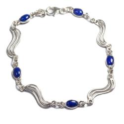 Bracelet lapis lazuli Afghanistan AA argent 925