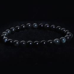 Bracelet obsidienne oeil cleste Mexique A (boules 7-8mm) - Taille L