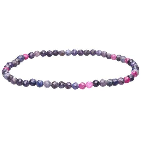 Bracelet saphir multicolore Inde A (perles facettées 3mm)