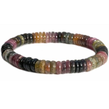 Bracelet tourmaline multicolore AA (perles boutons)