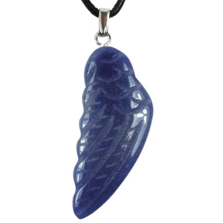 Pendentif aile d'ange 35mm quartz bleu
