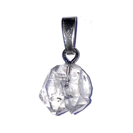 Pendentif cristal diamant herkimer boucle argent 925