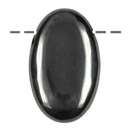 Pendentif Hématite ovale (pierre trouée) + cordon cuir