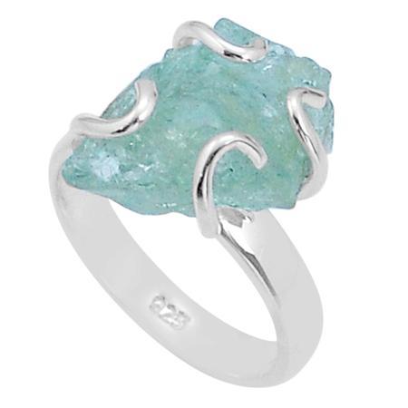 Bague aigue marine Namibie argent 925 AA - Taille 52
