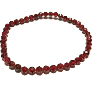 Bracelet grenat rouge almandin A perles facettées 3-4mm