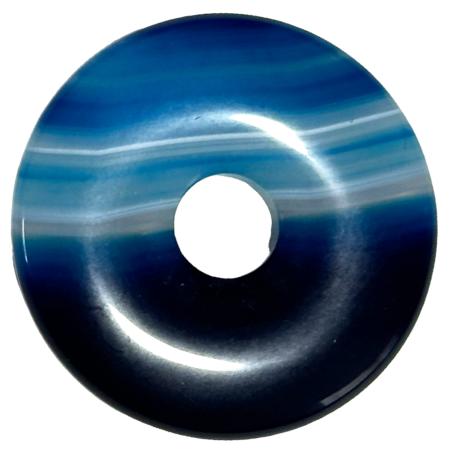 Donut ou PI Chinois agate teintée bleue (4cm)