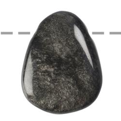 Pendentif obsidienne argente Mexique A (pierre troue) + cordon