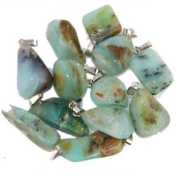 Pendentif pierre roulée opale bleue des Andes boucle argent 925