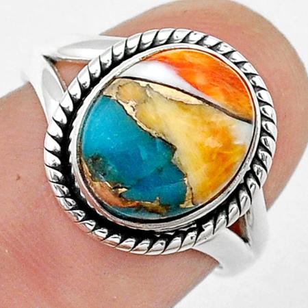 Bague turquoise Spiny Oyster Arizona (Kingman) AAA argent 925 - Taille 52