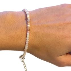Bracelet opale rose perles facettées argent 925