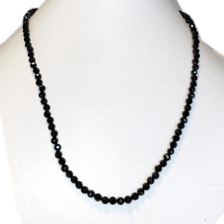 Collier spinelle noire (perles facettées 3-4mm) - 45cm