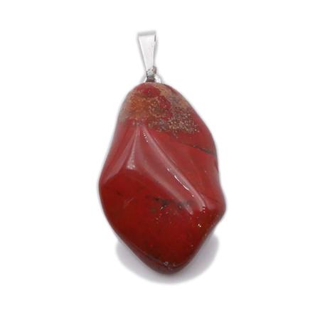 Pendentif jaspe rouge (pierre roulée)