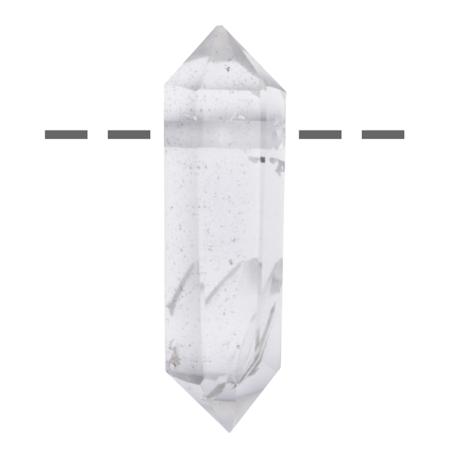 Pendentif double pointe de cristal de roche + cordon cuir