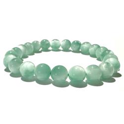 Bracelet pierre de lune verte (garnirite) Inde AA (boules 7-8mm)