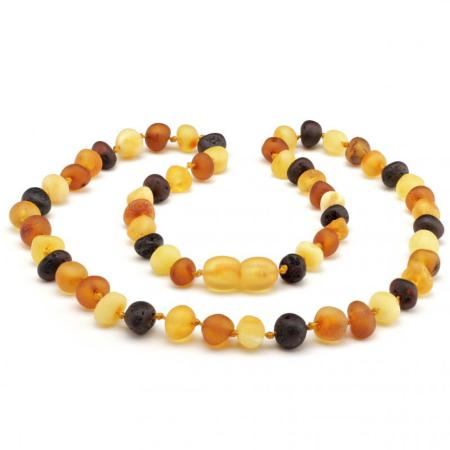 Collier ambre multicolore dépoli (perles 6-7mm) 45cm