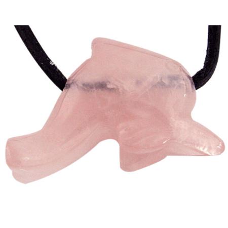 Pendentif dauphin 25mm quartz rose Brésil A