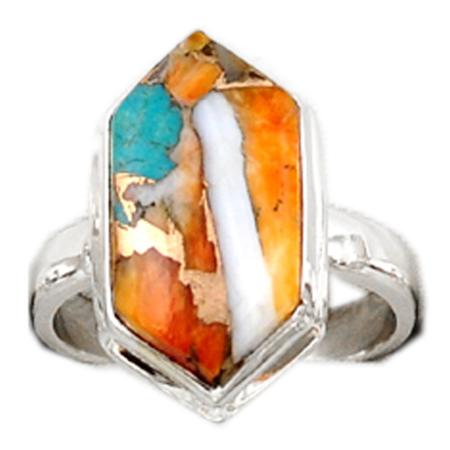 Bague turquoise Spiny Oyster Arizona (Kingman) AAA argent 925 - Taille 57