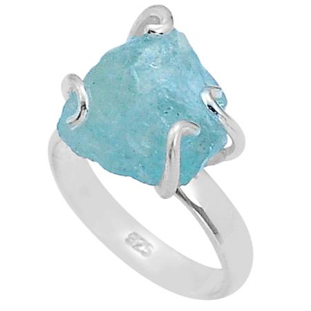 Bague aigue marine Namibie argent 925 AA - Taille 54
