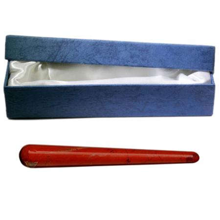 Baton de massage jaspe rouge + boite de rangement
