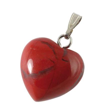 Pendentif jaspe rouge Afrique du Sud A cœur acier inoxydable (15mm)